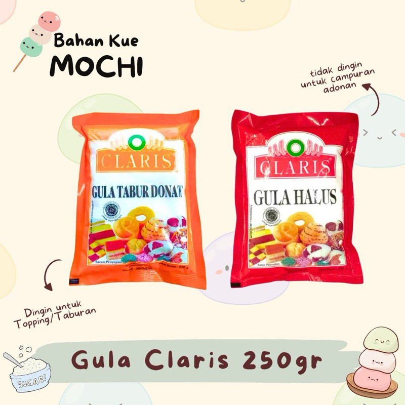 

Claris Gula 250gr / Gula Halus Claris 250gr / Gula Tabur 250gr / Gula Halus 250gr / Gula dingin 250gr