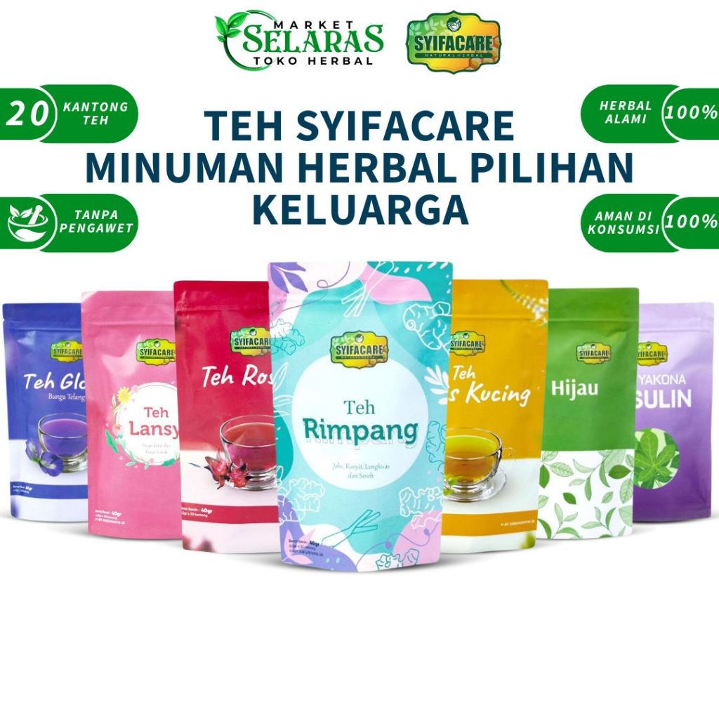 

Teh Syifacare Minuman Herbal 100% Alami Terbuat Dari Bahan Pilihan Terbaik | Teh Obat Tradisional | Teh Rimpang | Teh Yakona | Teh Glown | Teh Kumis Kucing | Teh Lansy | Teh Hijau | Teh Rosella