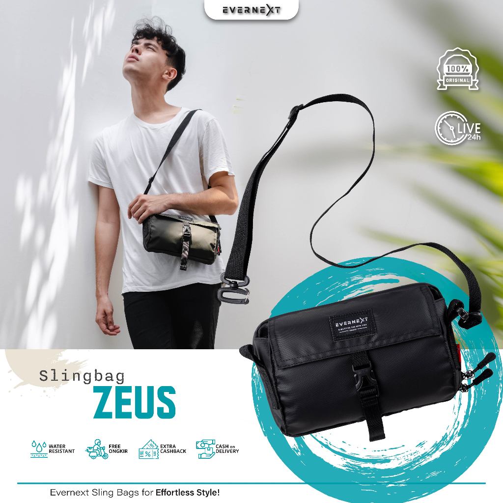 Evernext - Tas Selempang Pria Anti Air Sling Bag Zeus Waterproof Waist Bag Pria Anti Air Tas Distro 