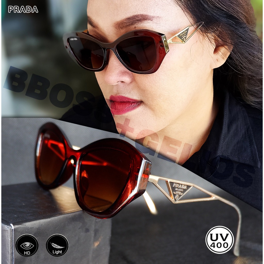 KACAMATA HITAM WANITA PR+ COKLAT BROWN DARK ANTI SILAU SUNGLASSES KACA MATA GAYA TERBARU CEWEK