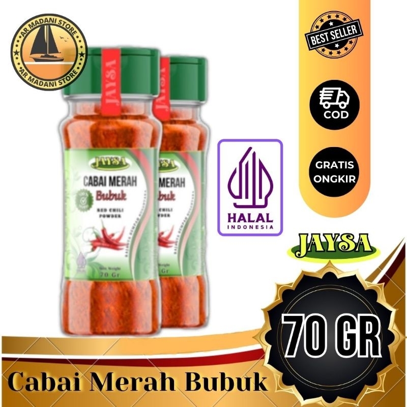 

JAYSA Bubuk Cabai 70 Gr / Chili Powder / Cabe Merah Bubuk / Ground Red Chilli / Cabai Merah Bubuk / Bubuk Cabe / Cabai Bubuk / Serbuk Cabai Merah / Cabai Bubuk Murni / Pure Chili Powder / Cabe Bubuk Asli / Bumbu Instan / Bumbu Masak / Bumbu Murah
