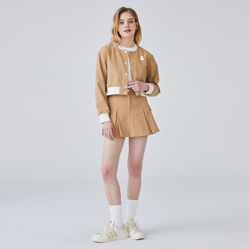 (PO KOREA) AQO STUDIO - BEAR STADIUM JACKET BEIGE - ORIGINAL KOREA