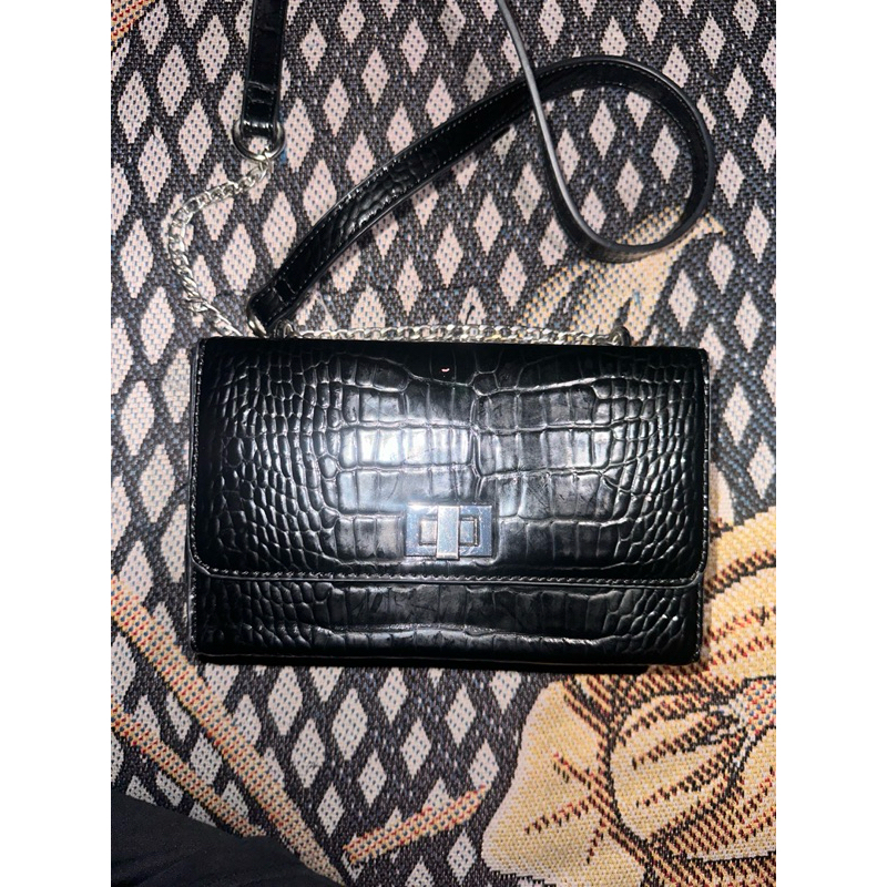 [PRELOVED] TAS STRADIVARIUS Rigid Mock Croc Crossbody Bag Croco bag