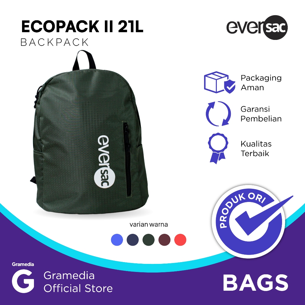 Backpack / Tas Ransel / Tas Sekolah Eversac Ecopack Ii Backpack Army