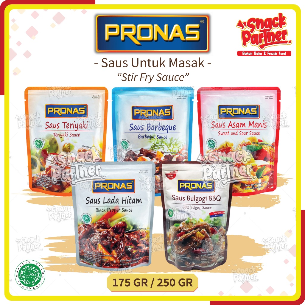 

PRONAS - SAUS MASAK / Stir Fry Sauce 175 / 250 GR - Saos Bumbu Teriyaki Barbeque BBQ Asam Manis Sweet and Sour Lada Hitam Black Pepper Bulgogi Korea 170GR