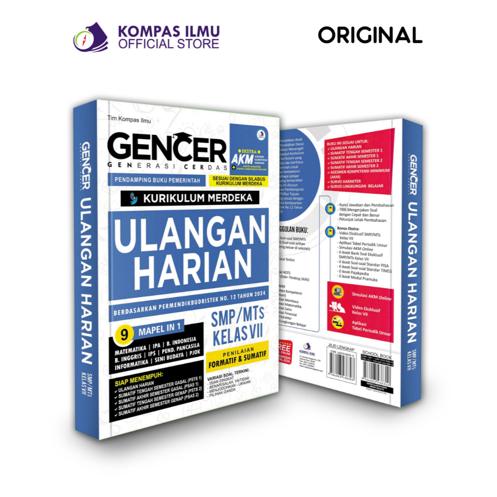 Buku Ulangan Harian SMP Kelas 7 Kurikulum Merdeka - Gencer Ulangan Harian SMP MTs Kelas 7 VII