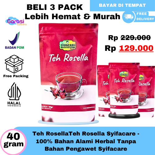 

Rosella Teh Celup Syifacare 3 Pack 100% Teh Alami 100% Tanpa Bahan Pengawet