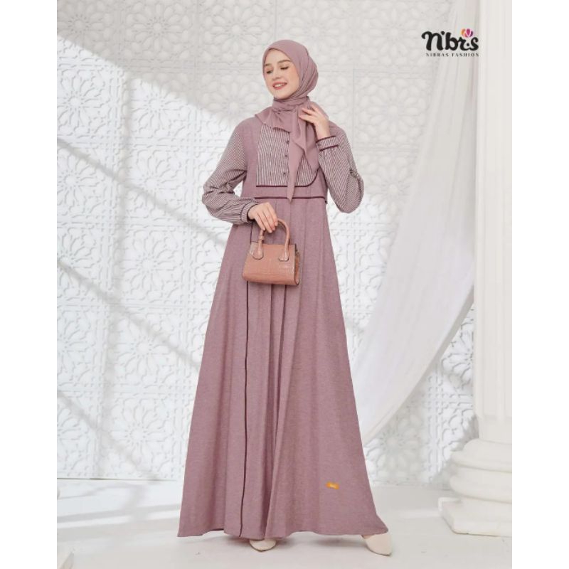 Terbaru RON 019 Gamis N'BRS Original Bahan Fishceri mix Salur Mix Toyobo