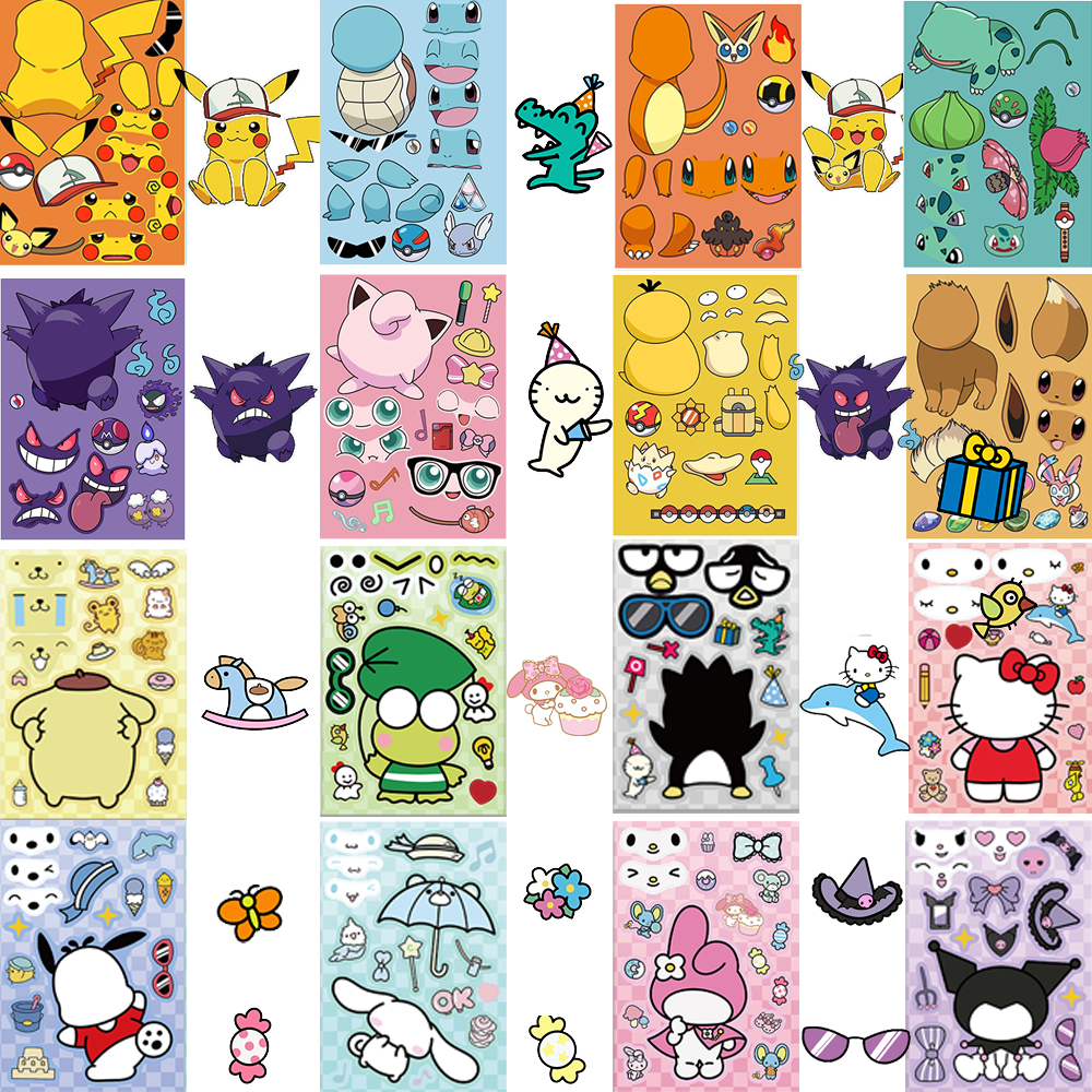 

COD✨gaya lucu Stiker yang disambung Sanrio Pokemon stiker untuk papan luncur/Buku Harian/Laptop/Sticker Helm Tahan Air Vinil/hp casing stiker tahan air berperekat