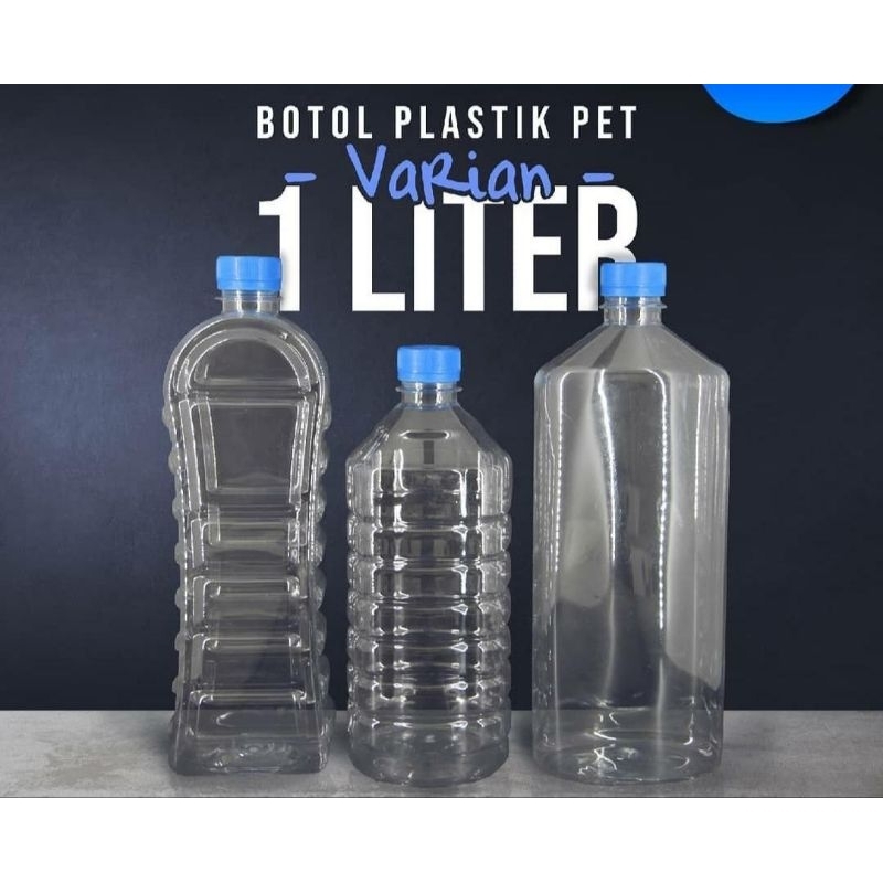 Botol plastik kotak PET 1 Liter // botol kotak 1 L // botol PET 1 liter