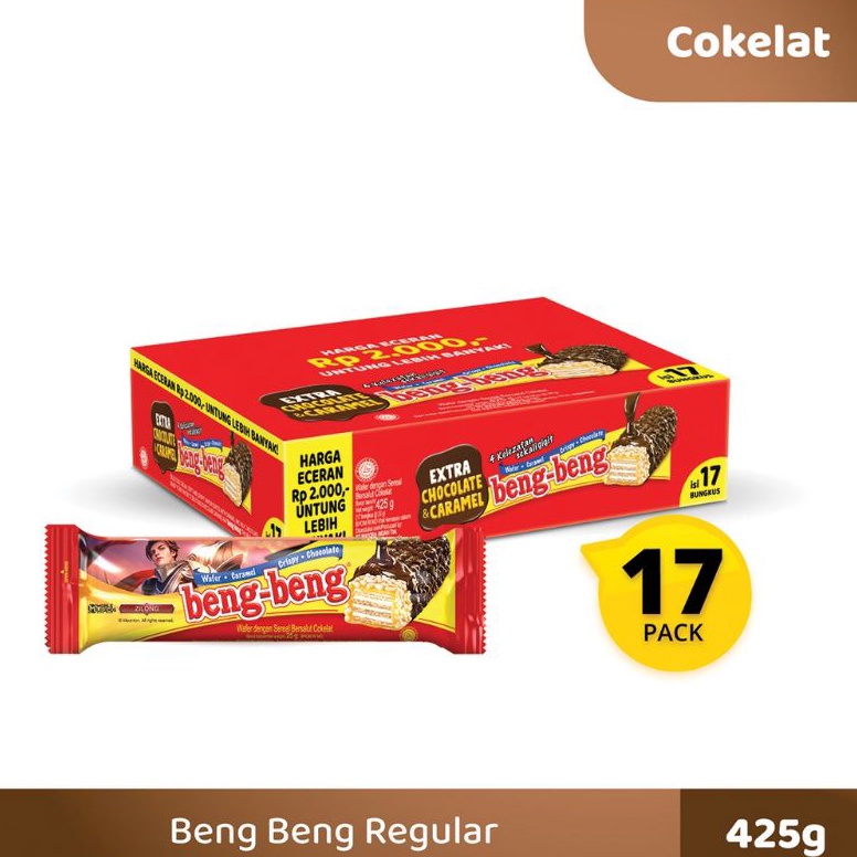 

Diskon Beng Beng BOX BengBeng Reguler Extra Chocolate Caramel Crispy Wafer bengbeng Netto isi 17pcs X 25gr 1 DUS F79