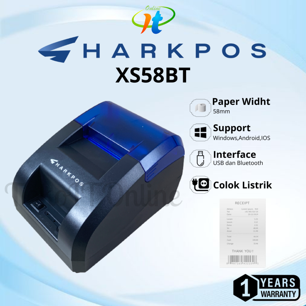 Printer Kasir Sharkpos 58XSII C58BT C 58BT RPP02N USB Bluetooth Cetak Struk RJ11 Support Cash Drawer