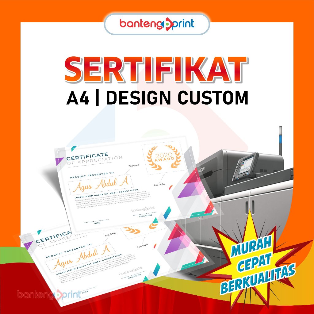 

SERTIFIKAT A4 | SERTIFIKAT CUSTOM