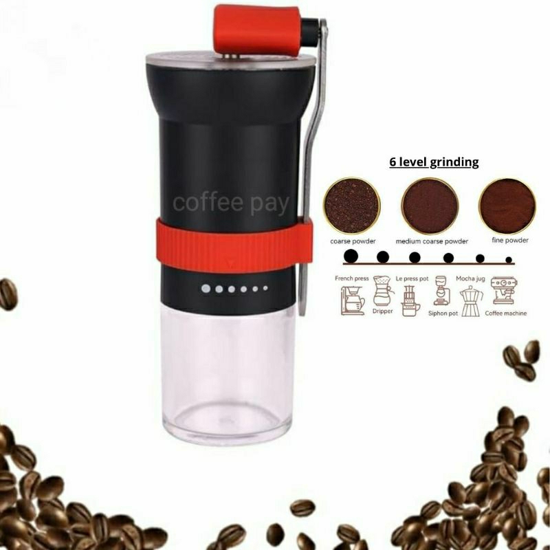 Grinder kopi manual handy grinder penggiling kopi manual brew 6 level keramik burr