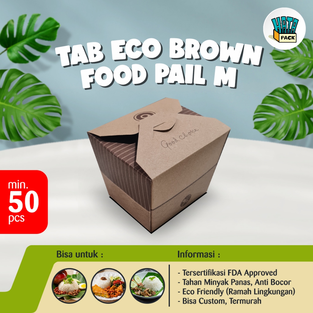 Paper Rice Box / Food Pail / Food Pail Paper Lunch Box TAB Ukuran M