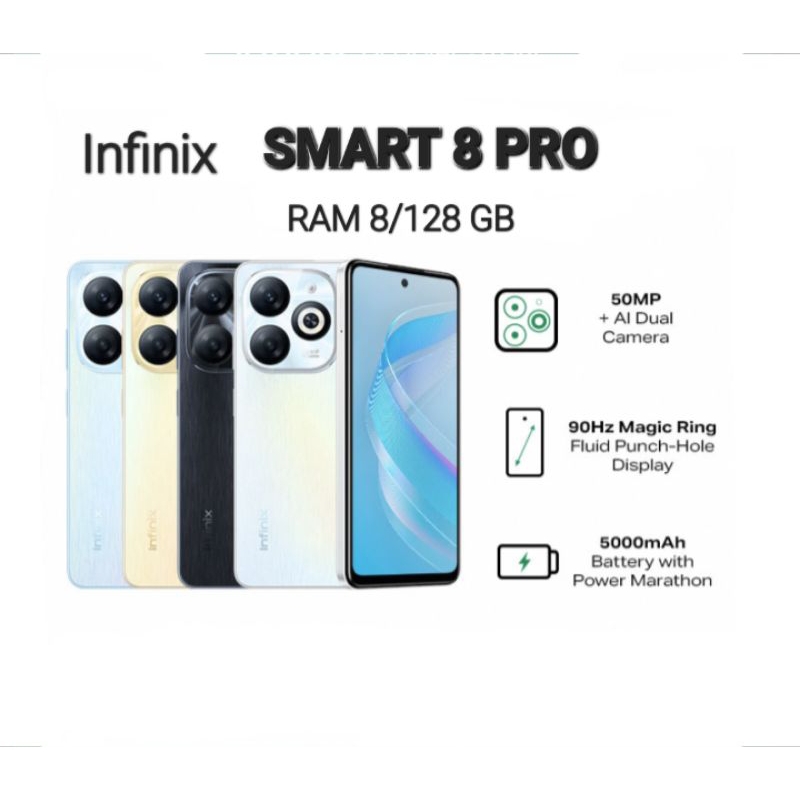 HP INFINIX SMART 8 PRO 4G RAM 8/128 GB GARANSI RESMI