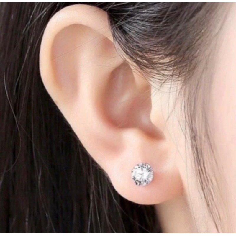 Anting giwang permata pria wanita anting titanium