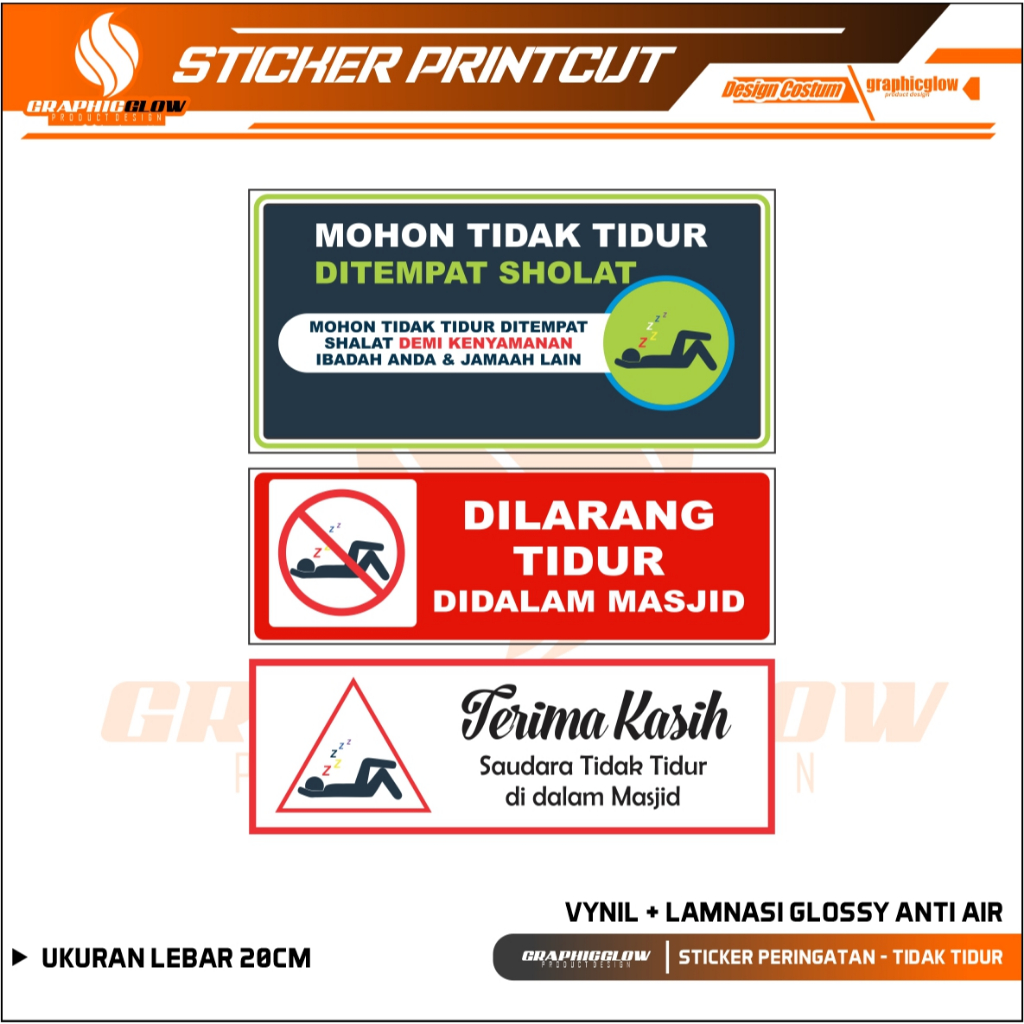 

STICKER STIKER DILARANG TIDUR DI MASJID STIKER PERINGATAN STICKER WARNING