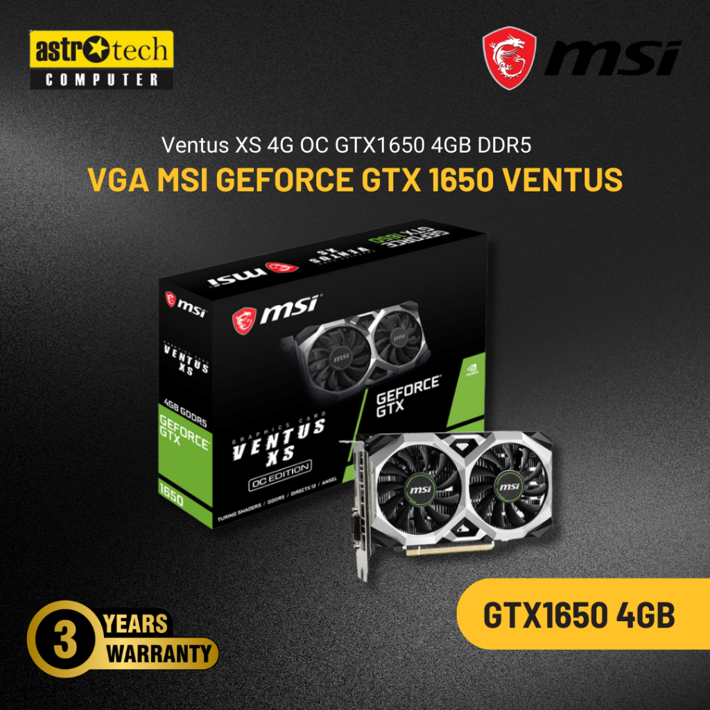 VGA MSI Geforce GTX 1650 Ventus XS 4G OC GTX1650 4GB DDR5