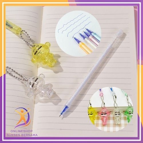 

OSB Pena Glitter Karakter Monkey Blue Ink Gel Bisa di Hapus Pulpen Gantungan Tiup warna warni Alat Tulis Sekolah Kantor Souvenir