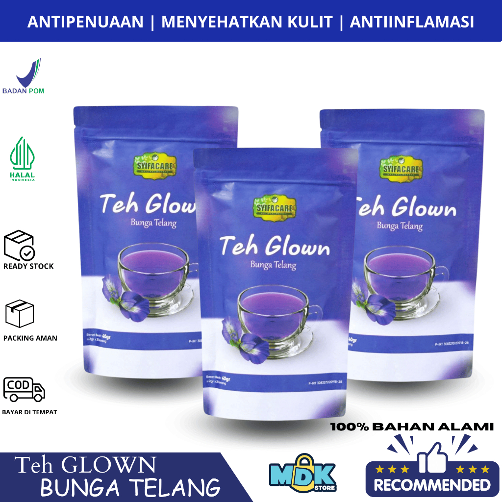 

Teh Glown Syifacare Bunga Clitoria Ternatea | Teh Celup 100% Herbal Alami | Bagus Untuk Kecantikan