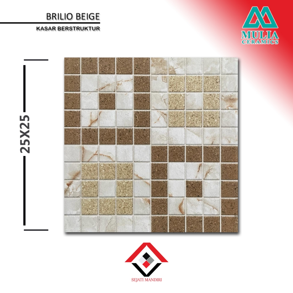 keramik 25x25 - motif batu alam - mulia brilio beige