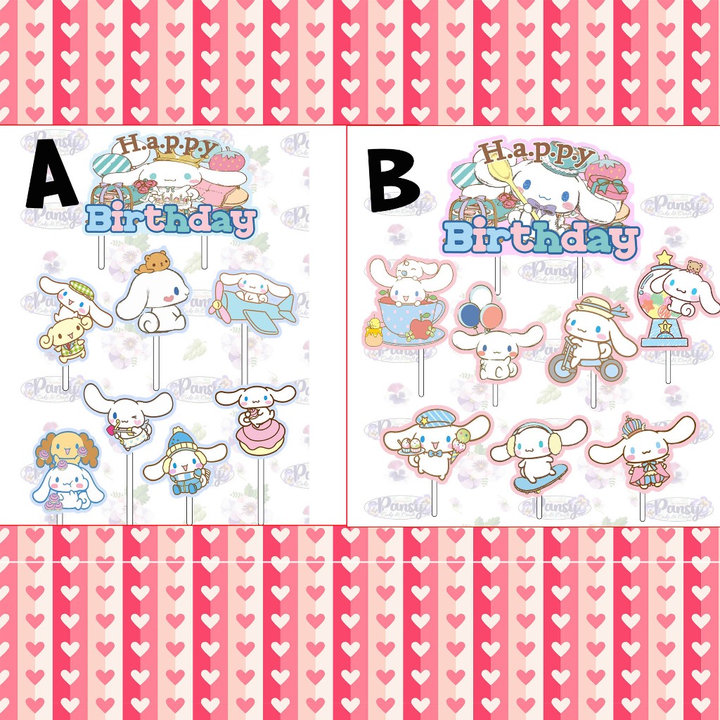 

Cake topper / cupcake topper Cinnamon roll / Cinnamoroll / Cinamonroll + banner Birthday EKONOMIS