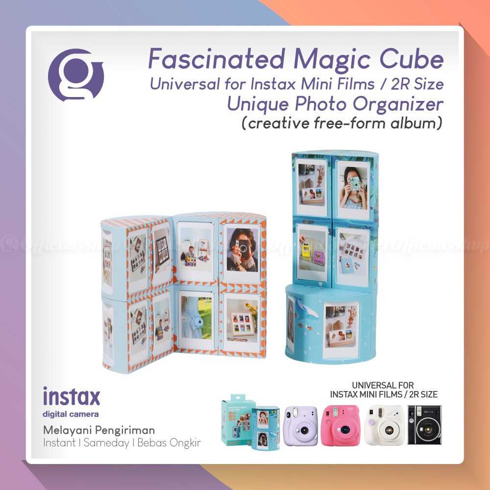 Photo Magic Cube DIY Rak Album 24 Foto 2R / Instax Mini / Polaroid Frame Stand Fascinated Multifungs