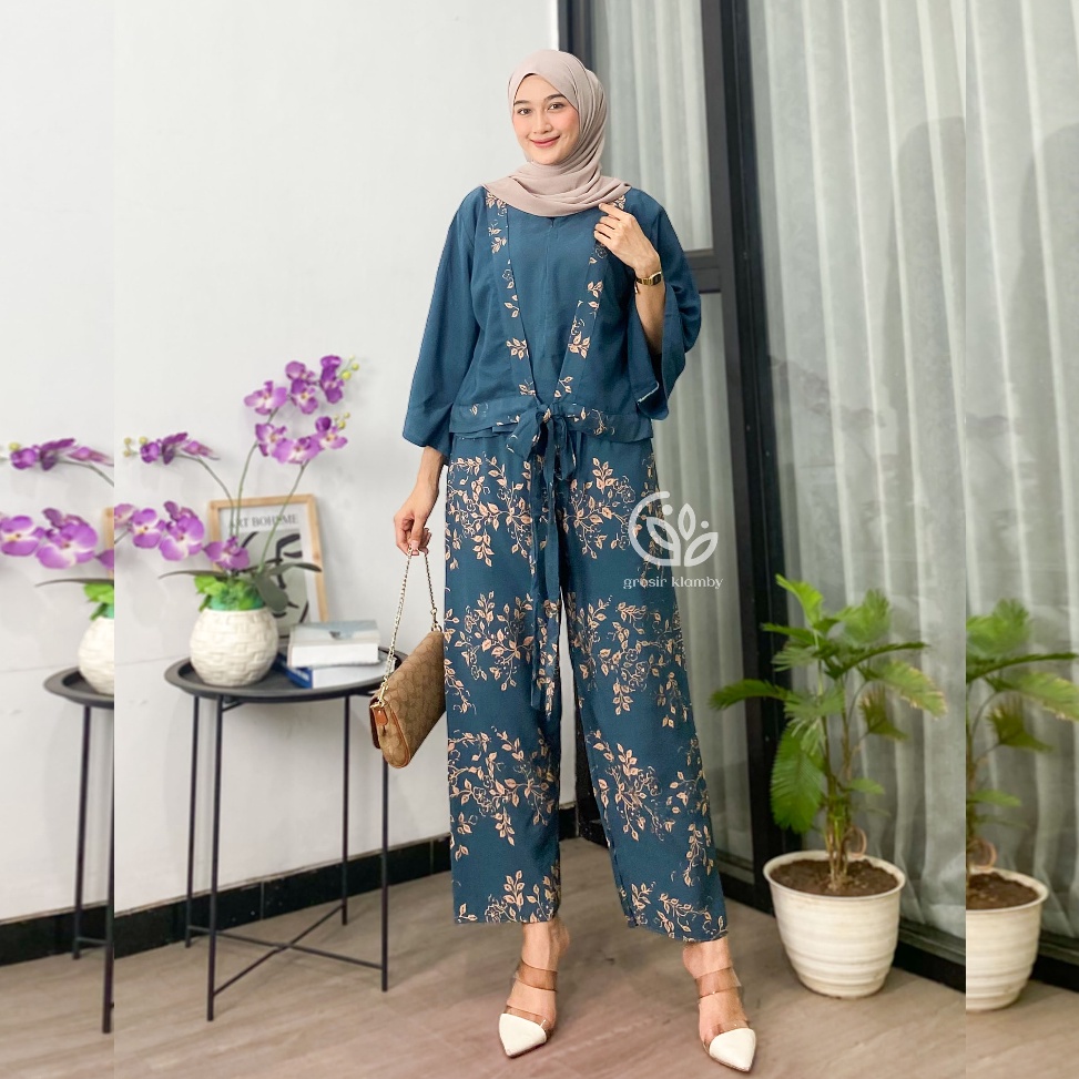 KODE T46H One Set Konoha Rayon Kombinasi Kekinian Nyaman Adem