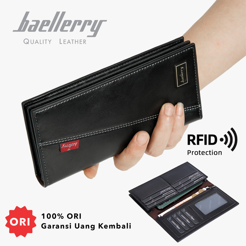 BAELLERRY C3052 Dompet Pria Panjang RFID Protect Bahan Kulit PU Leather Premium BAEOS