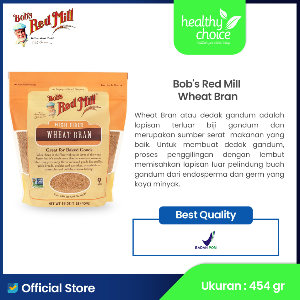 

Bob's Red Mill Wheat Bran 16 oz 454 gr