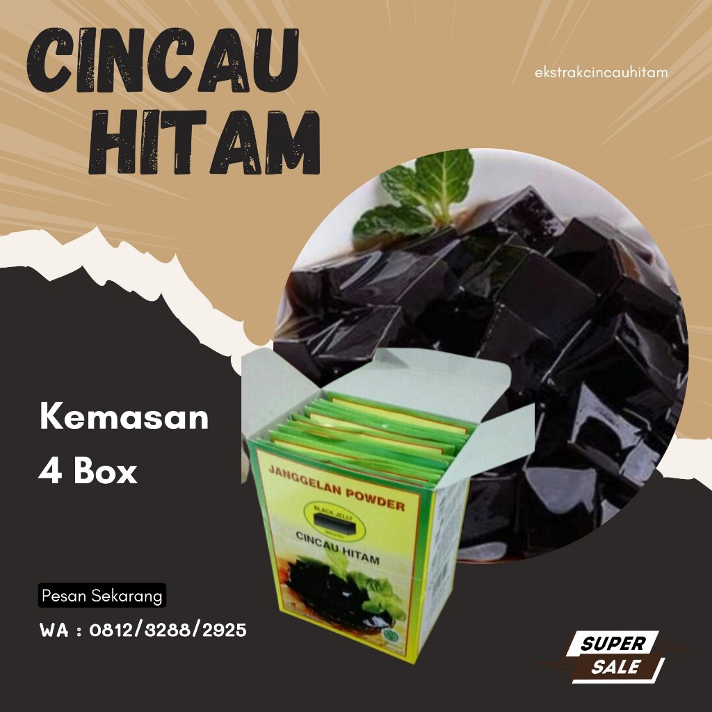 

Cincau Hitam Powder Bahan Murni 100% Daun Janggelan Kemasan 4 Box