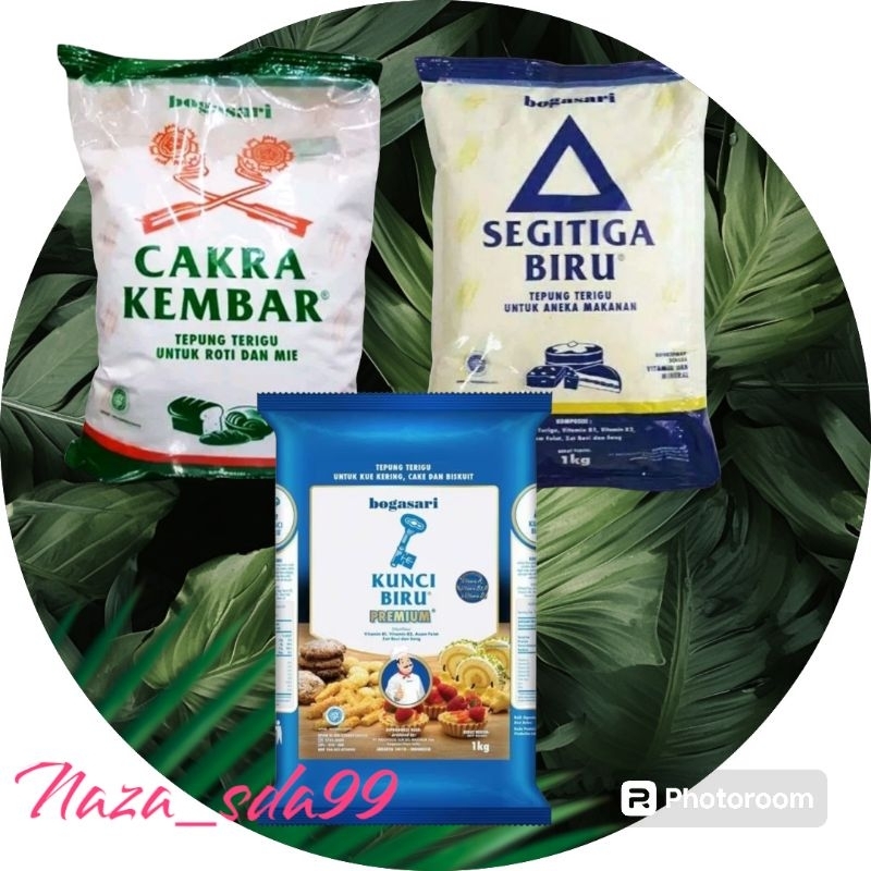 

Tepung Terigu Segitiga Biru, Terigu Cakra Kembar, Terigu Kunci Biru uk. 500g dan 1000g