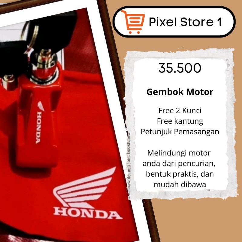 Gembok motor honda/ Gembok Honda/Gembok cakram