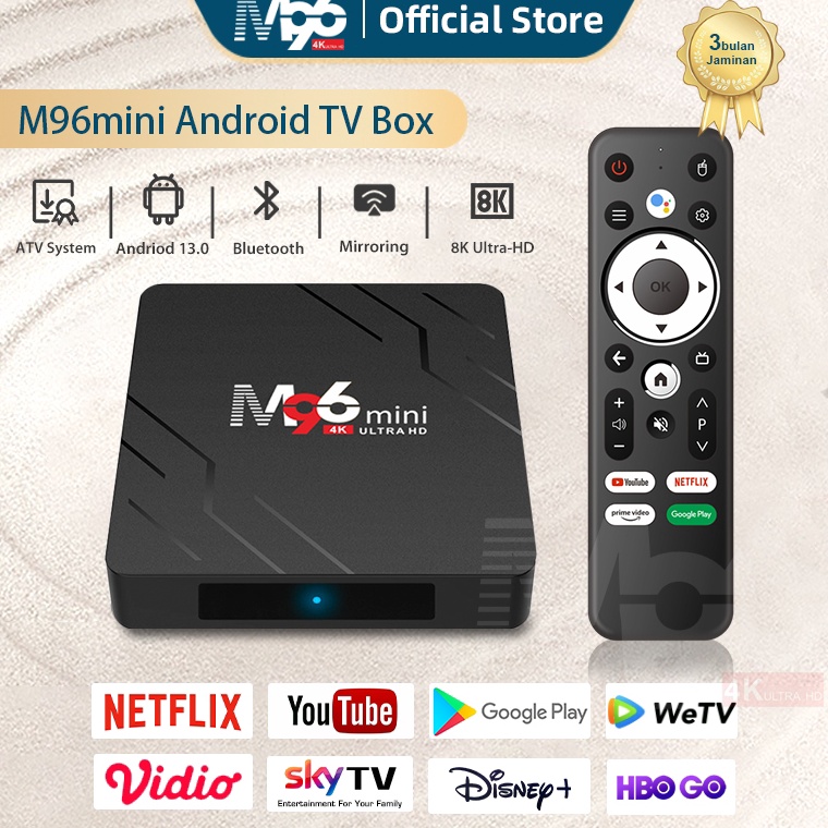 Modern M96mini Android tv box Versi Suara tv box Android 13 Ram 2GB Rom 16GB WIFI Stb Android TV Dig