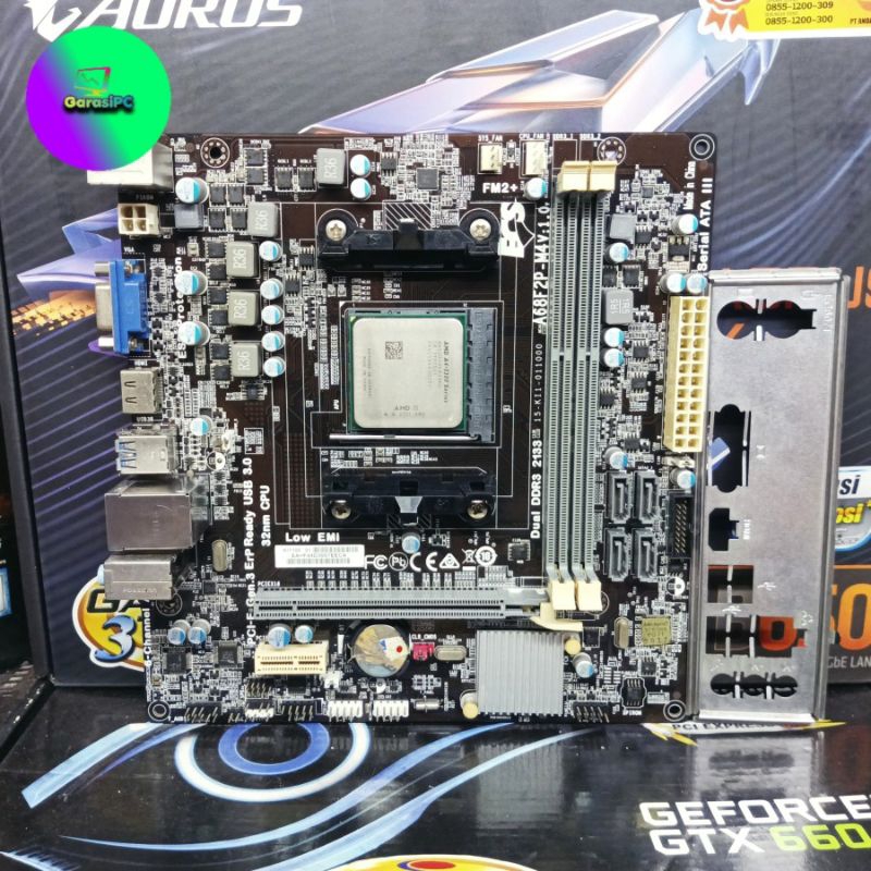 Motherboard AMD ECS A68F2P-M4 Socket FM2+ BONUS Processor A4-5300 DDr3