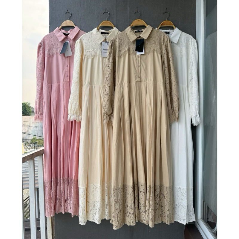 gamis lacey, gamis bangkok, lafreya dress, gamis putih, white maxi, dress katun bordir, gamis eyelet