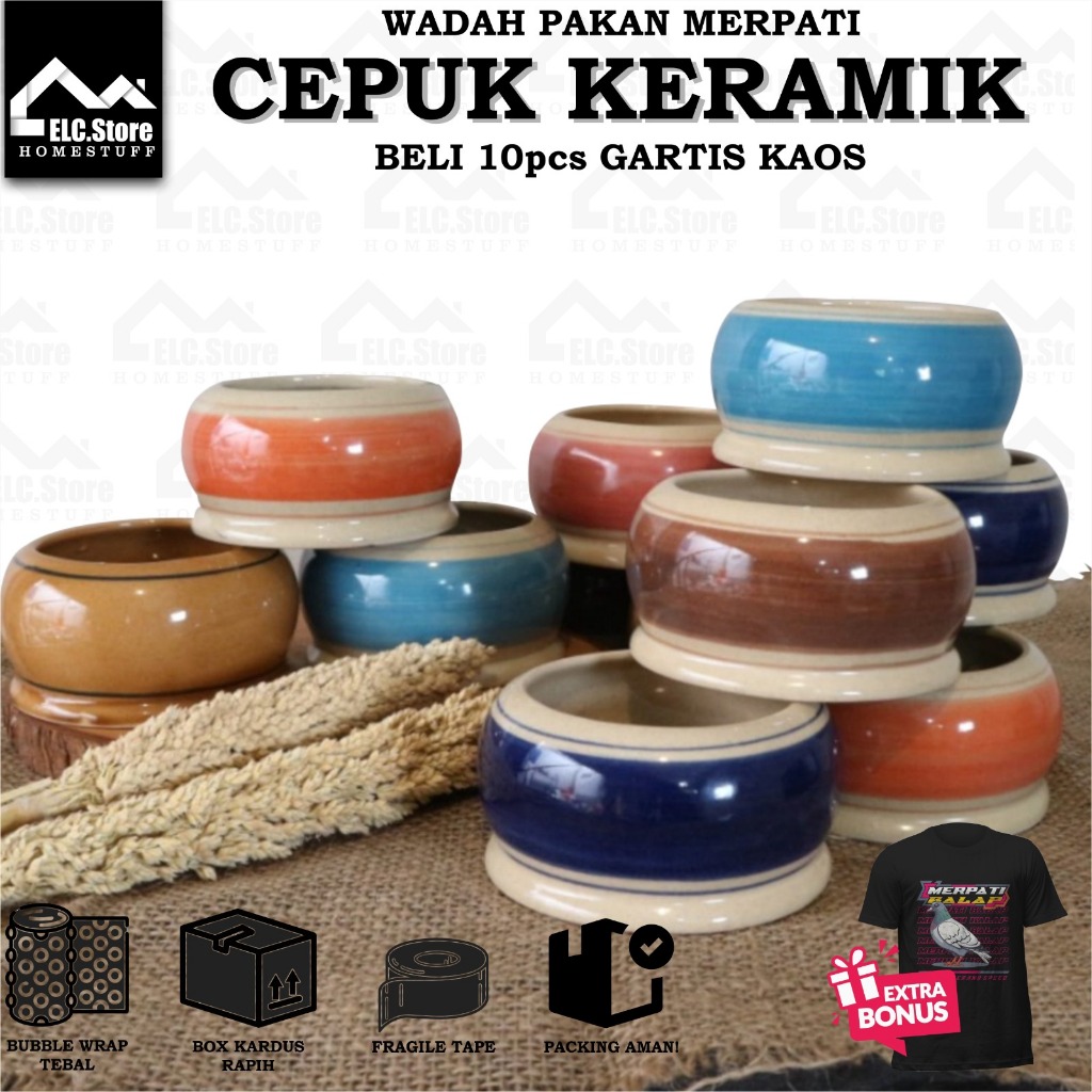 Cepuk Mangkok Keramik Pot Kramik Wadah Pakan Burung Merpati Mangkuk Makanan Hewan