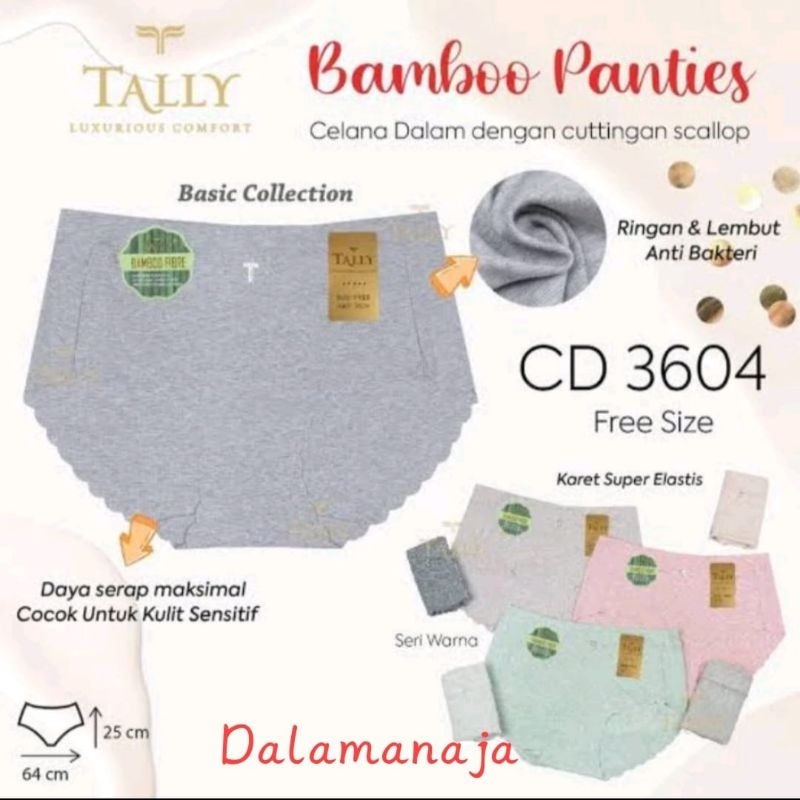 TALLY Cd Wanita Seamless 3604 bahan Katun bambu  Lembut Nyaman dipakainya