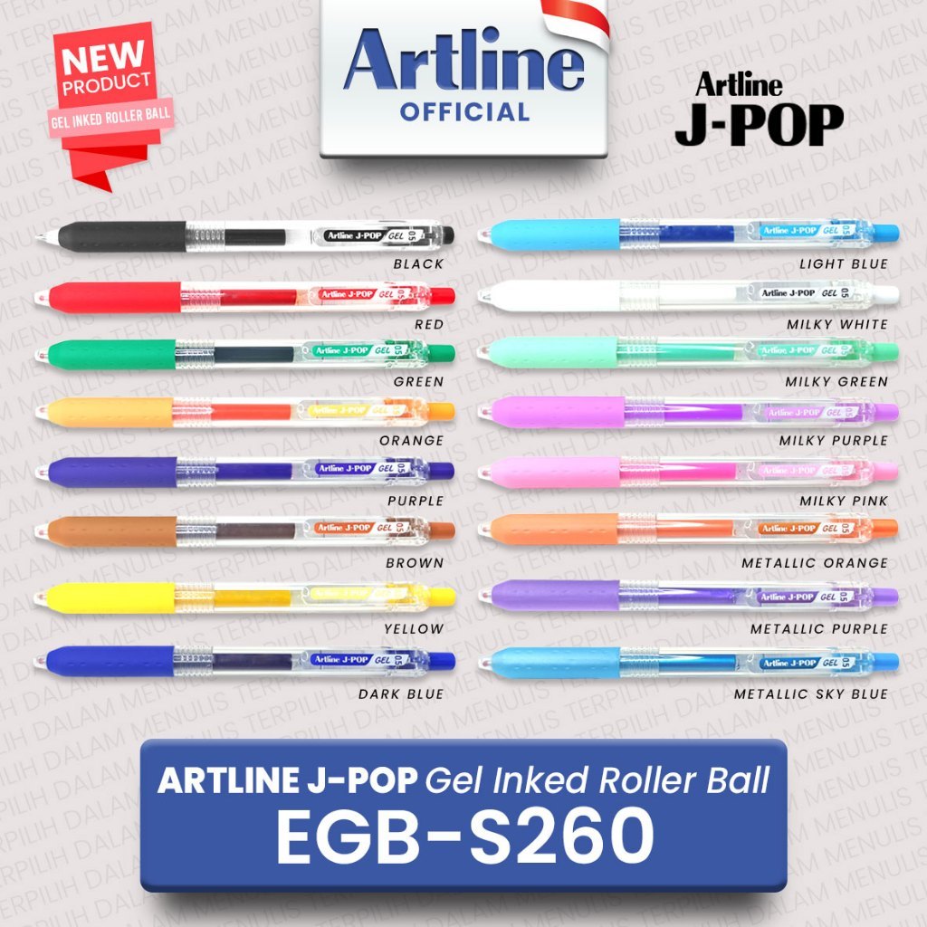 

Pulpen Gel Artline J-Pop Roller Ball Gel Inked 0.5 mm / Pulpen Gel J-Pop Artline