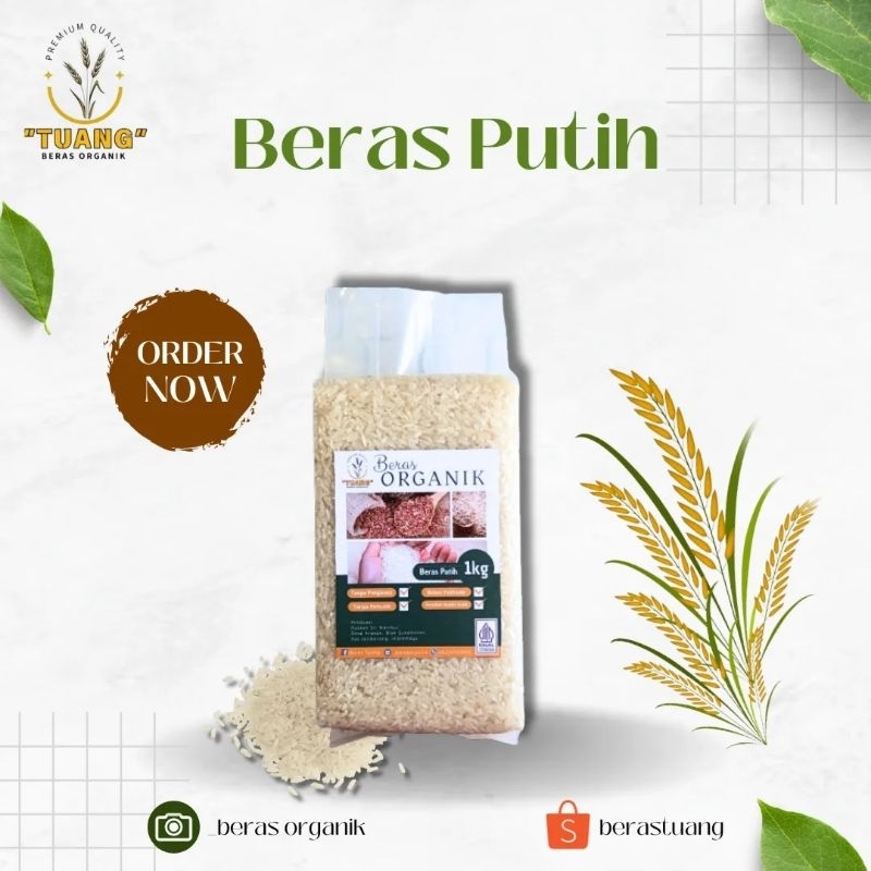 

Beras Putih Organik Tuang Premium Kemasan Vakum 1 kg