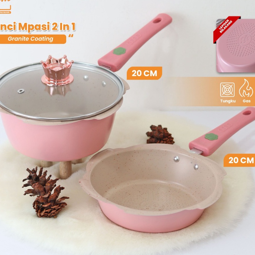 KF7 GSM Panci Mpasi Cookware Full Set  Peralatan Panci Bayi Warna PinkBlue Granite Die Cast  Kuat   