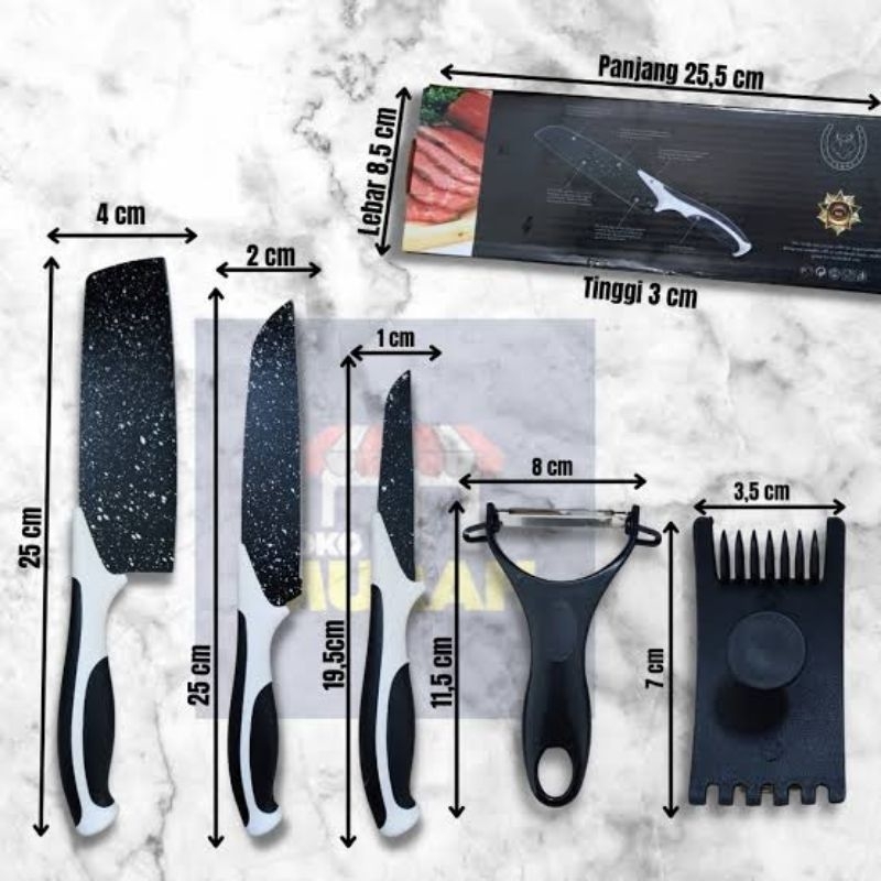 ( AJ ) PISAU SET KERAMIK MAIFAN 5in1 / PISAU DAPUR SET / PISAU SET GOLD / PISAU SET J13