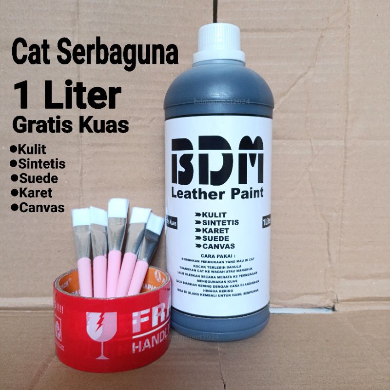 Cat sepatu kulit hitam / Cat Kulit Serbaguna / cat kulit hitam 1 Liter Gratis Kuas