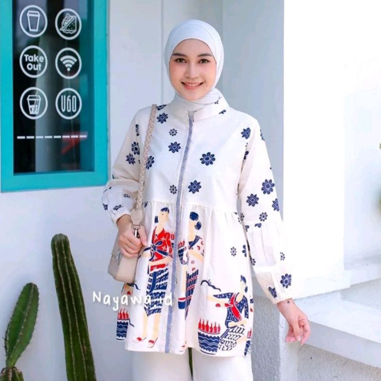 KODE V47V Baju batik wanita blus batik wanita MBOK JAMU