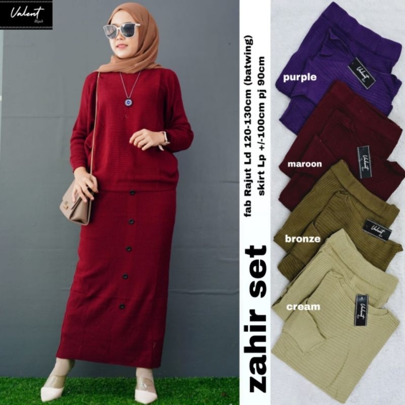 Zahir Set Bahan Rajut Fashion Muslim Wanita Original by Valent Hijab