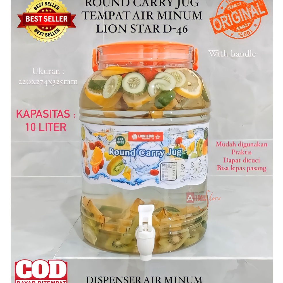 Top Produk  BISA COD  PROMO DISPENSER AIR MINUM  ROUND CARRY JUG LION STAR 1 LITER  GALON AIR KECIL 