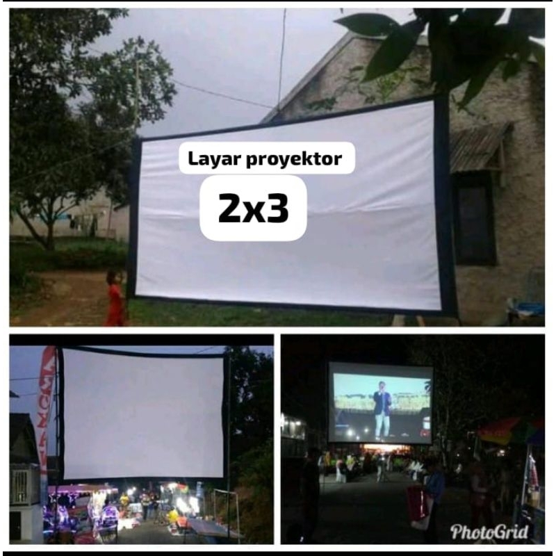 screen proyektor/layar proyektor 2x3 bisa tembak dari depan atau dari belakang