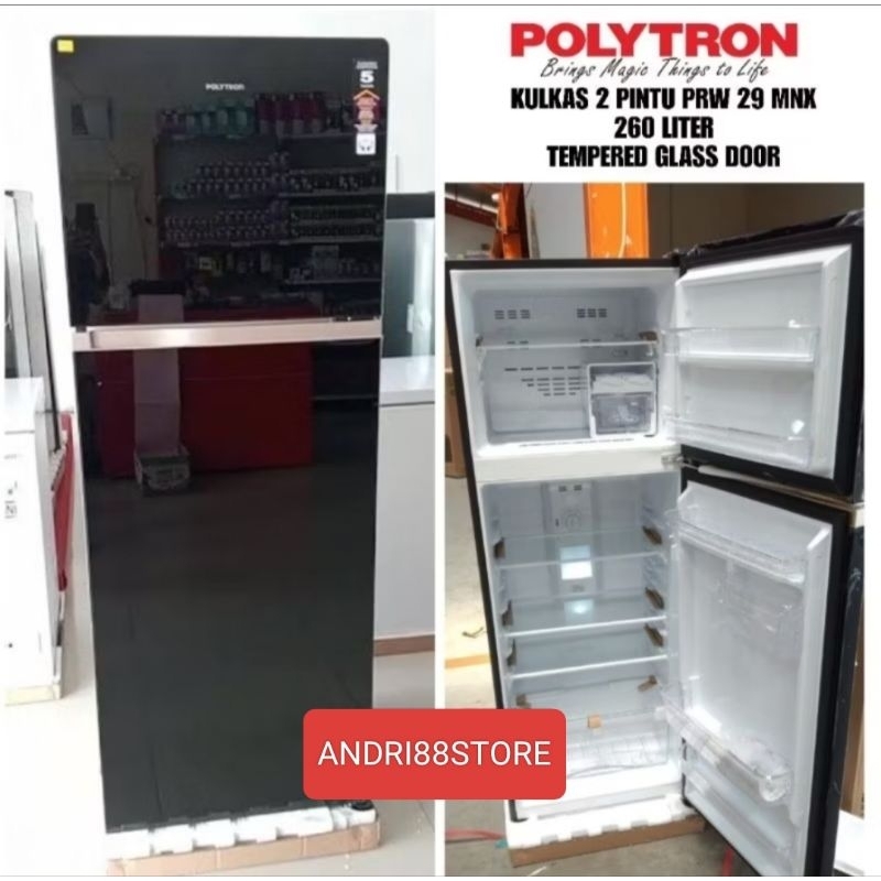 POLYTRON KULKAS 2 PINTU PRW 29 MNX 260 LITER/ JUMBO