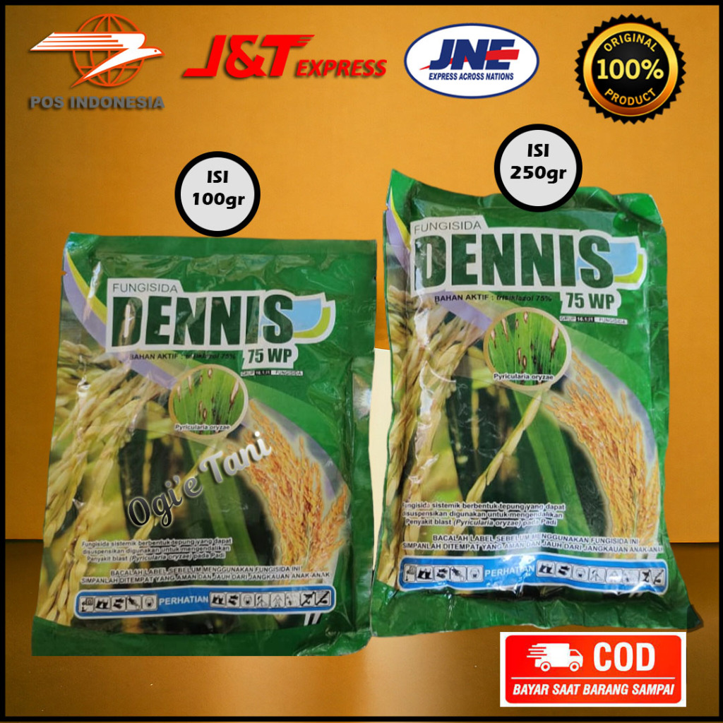 Fungisida DENNIS 75 WP,  Efektif Untuk Mengendalikan Penyakit BLAST, Tersedia isi 100gr & 250gr